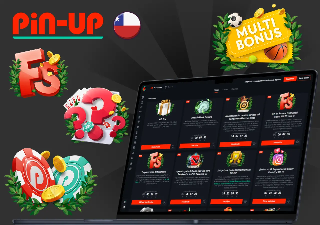 Página de bonos y promociones con múltiples opciones de bonificación.